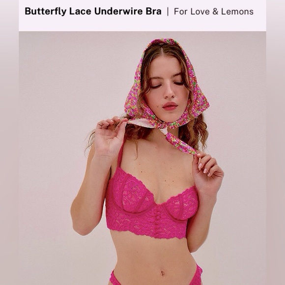 For Love And Lemons Butterfly Lace Underwire Bra 36C - Picture 4 of 10